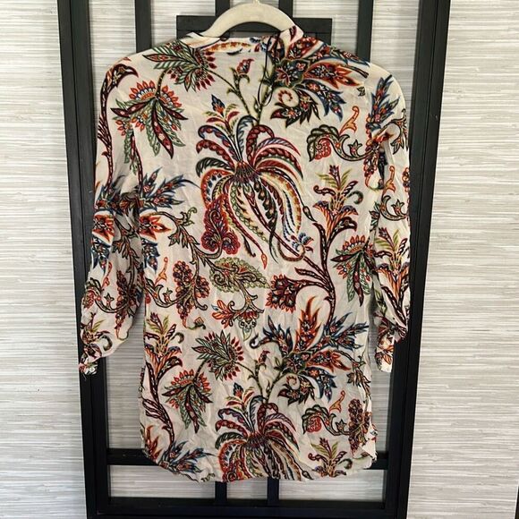 Zara beige ethnic print blouse size XS - Picture 5 of 5